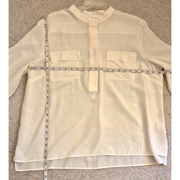 Talbots Cream 100% Silk Long Sleeve Pullover Tunic Top Chest Pockets Sz XLP EUC - Picture 4 of 7